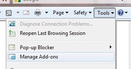 Internet Explorer 8 Tools Manage Addons