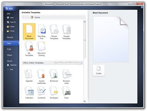 Outspace - Microsoft Word (Technical Preview) (Unlicensed Product)