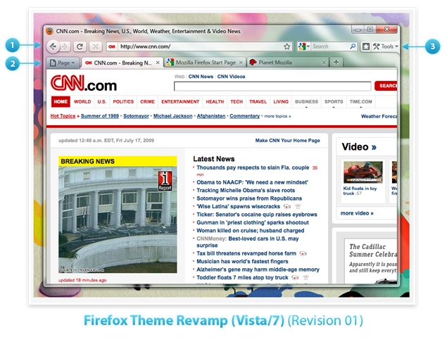 Windows Vista 7 Aero Glass Firefox 3.7 mockup