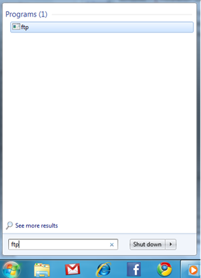 Windows 7 start menu searching ftp