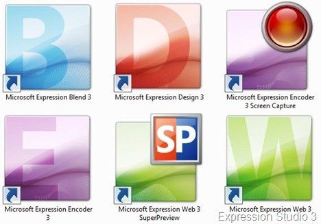 Expression Studio 3 application icons