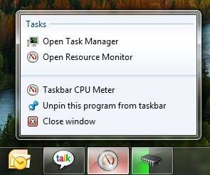 Windows 7 taskbar meters jumplists