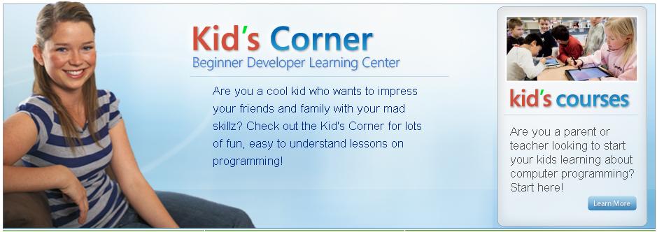 Microsoft launches a website for young guns calld Kid's Corner website