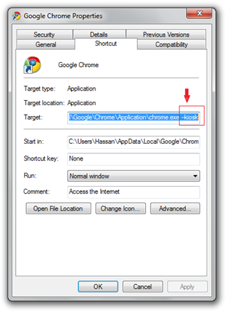 Google Chrome Properties