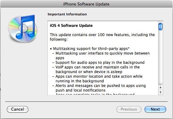 iOS 4.0 update changelog