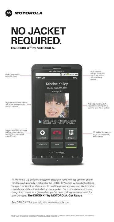 Motorola Droid X Ad No Jacket Required