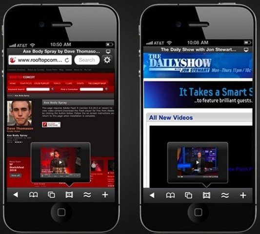 SkyFire for iPhone plays Flash Videos