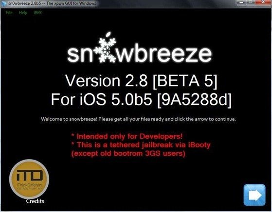 sn0wbreeze 2.8b5 for iOS 5 b5 2wtmk