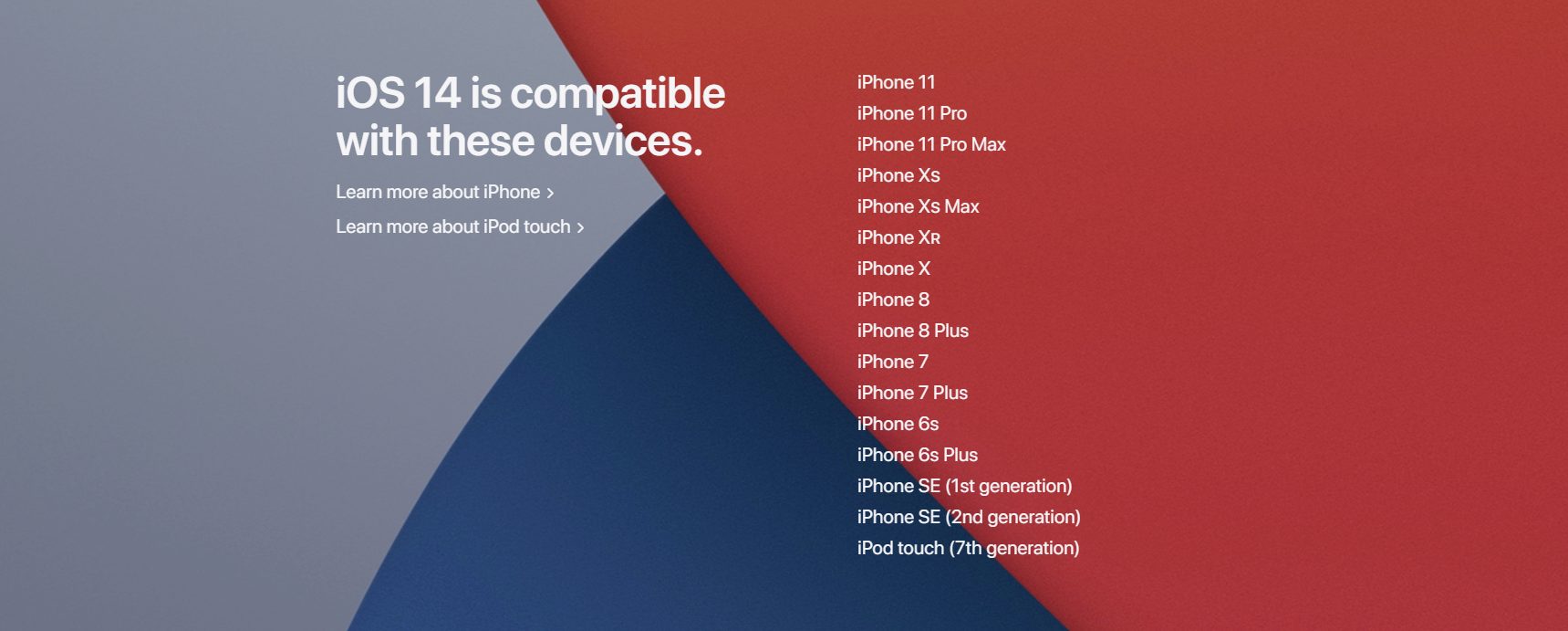 iOS 14 and iPadOS 14 compatible devices